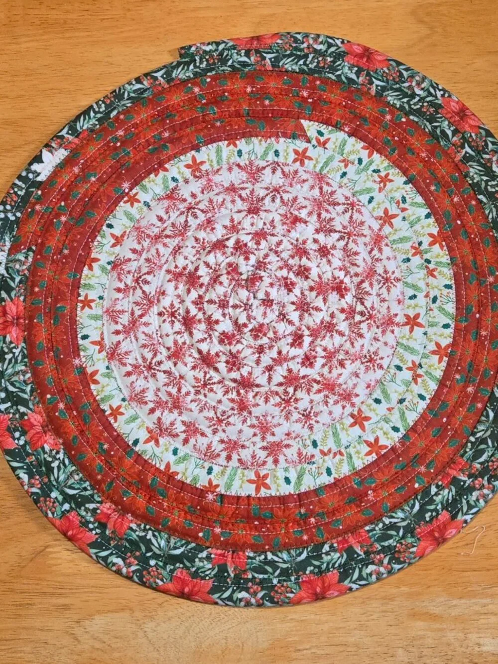 Traditional Christmas Round Jelly Roll Placemats Set of 5